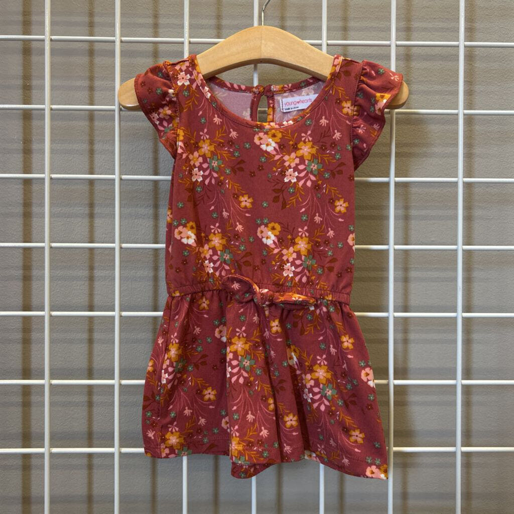 Young Hearts Floral SS Romper - 12m