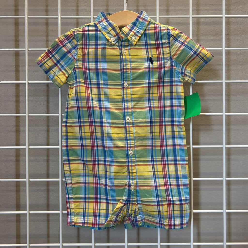 Ralph Lauren Plaid Short Romper - 12m