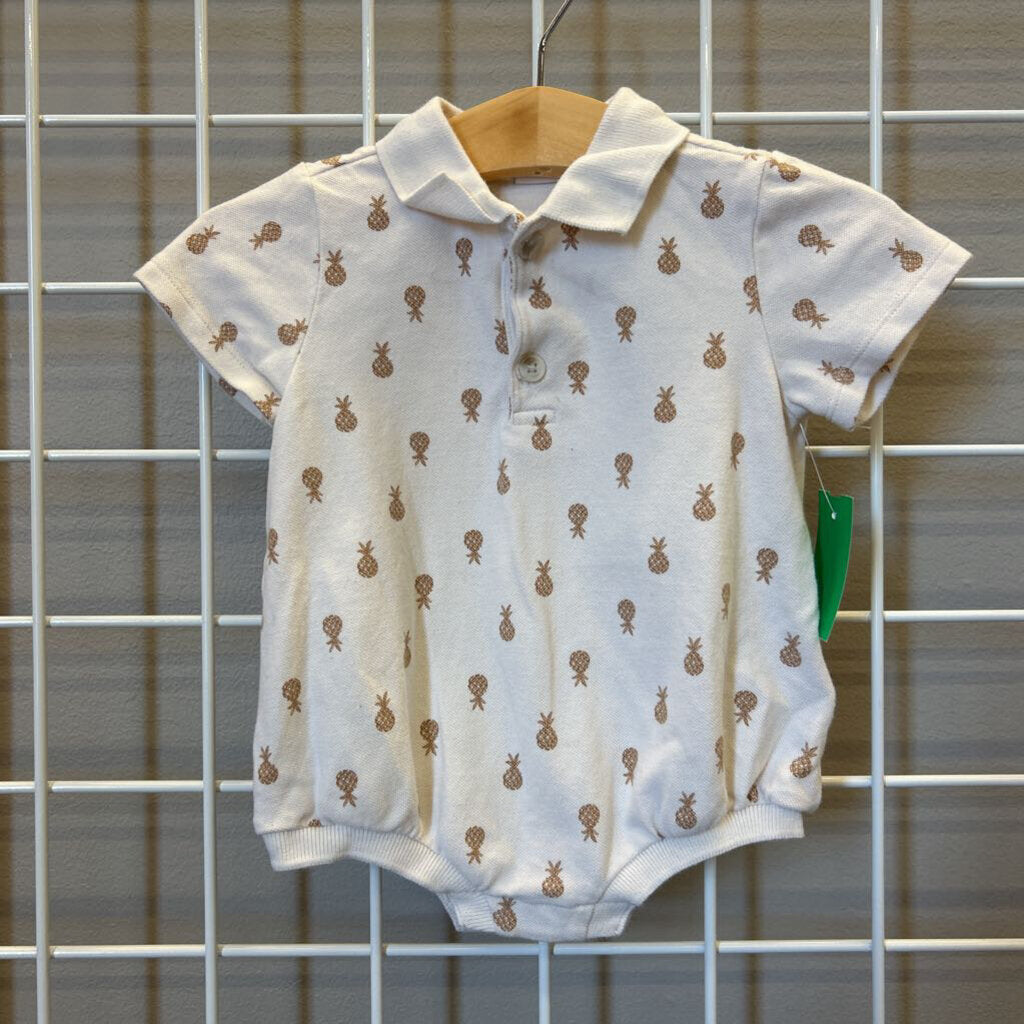 Old Navy Pineapple SS Polo Onesie - 6/12m