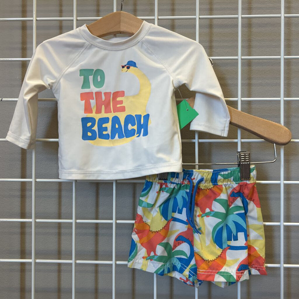 Old Navy Dino Two Pc Swim Set - 3/6m