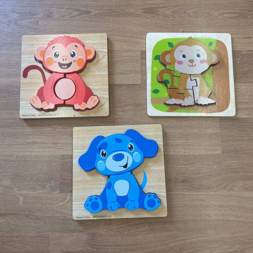 Set of 3 Wood Animal Puzzles