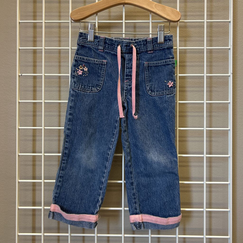 Geunie Kids Floral Wide Leg Jeans (wear in knees) - 3T