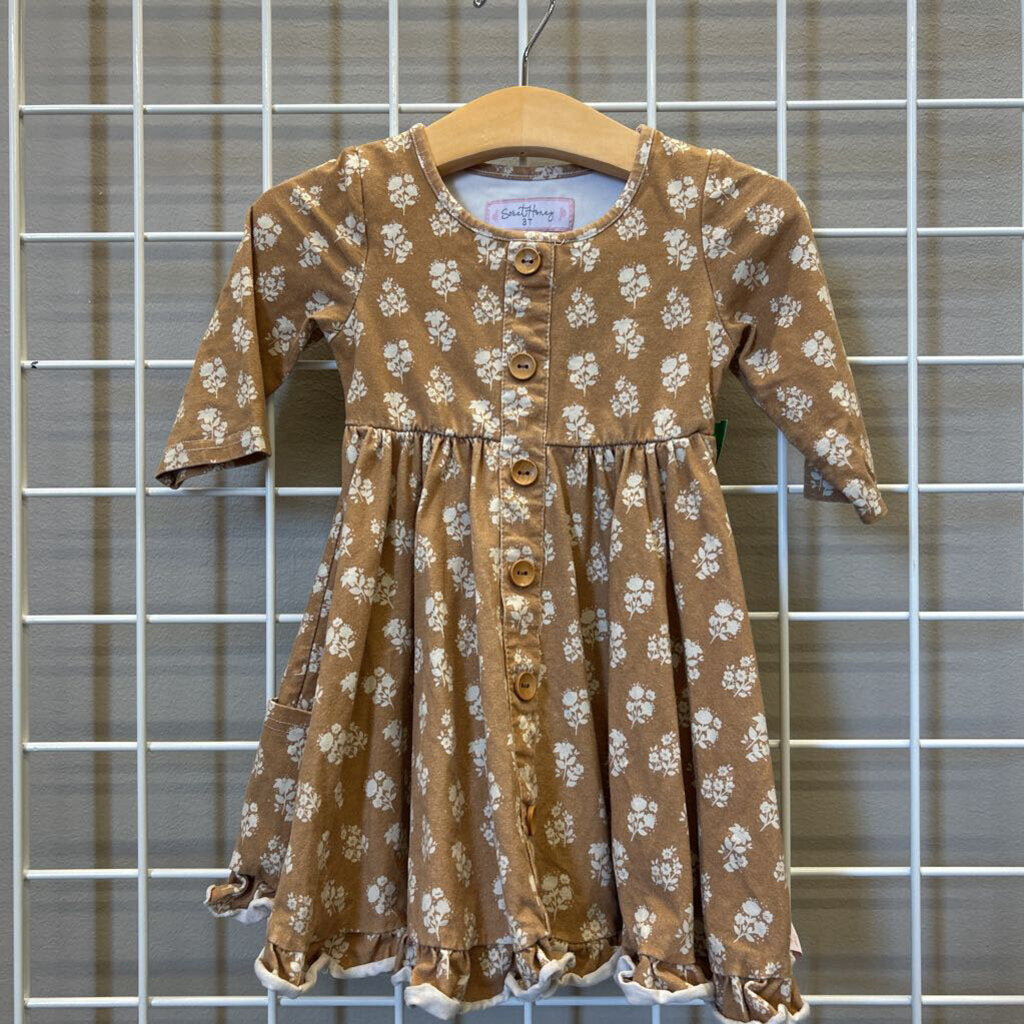 Sweet Honey Floral Button SS Twirl Dress - 3T