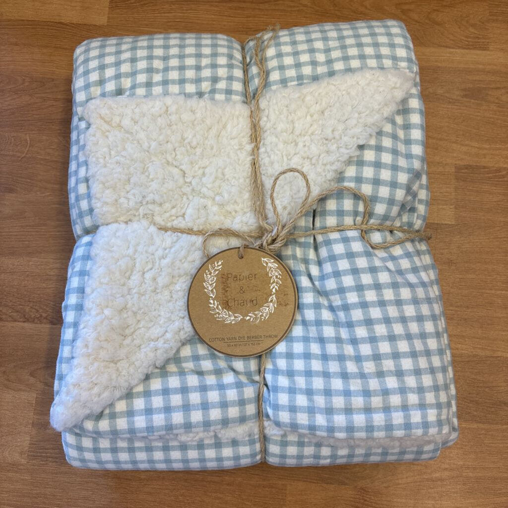 NEW Papier & Chaud Gingham Throw - Blue