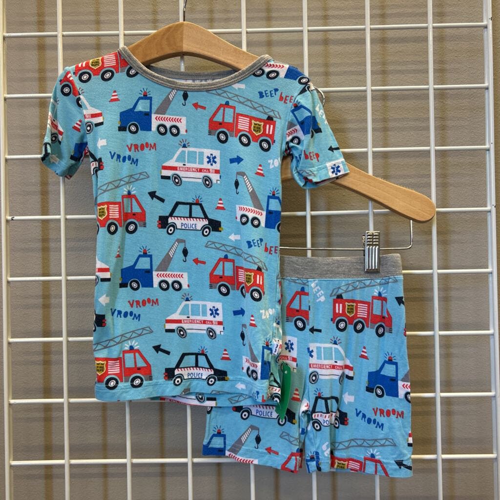 Little Sleepies Bamboo Fire Truck Short Pjs (some light marks / wear) - 3T