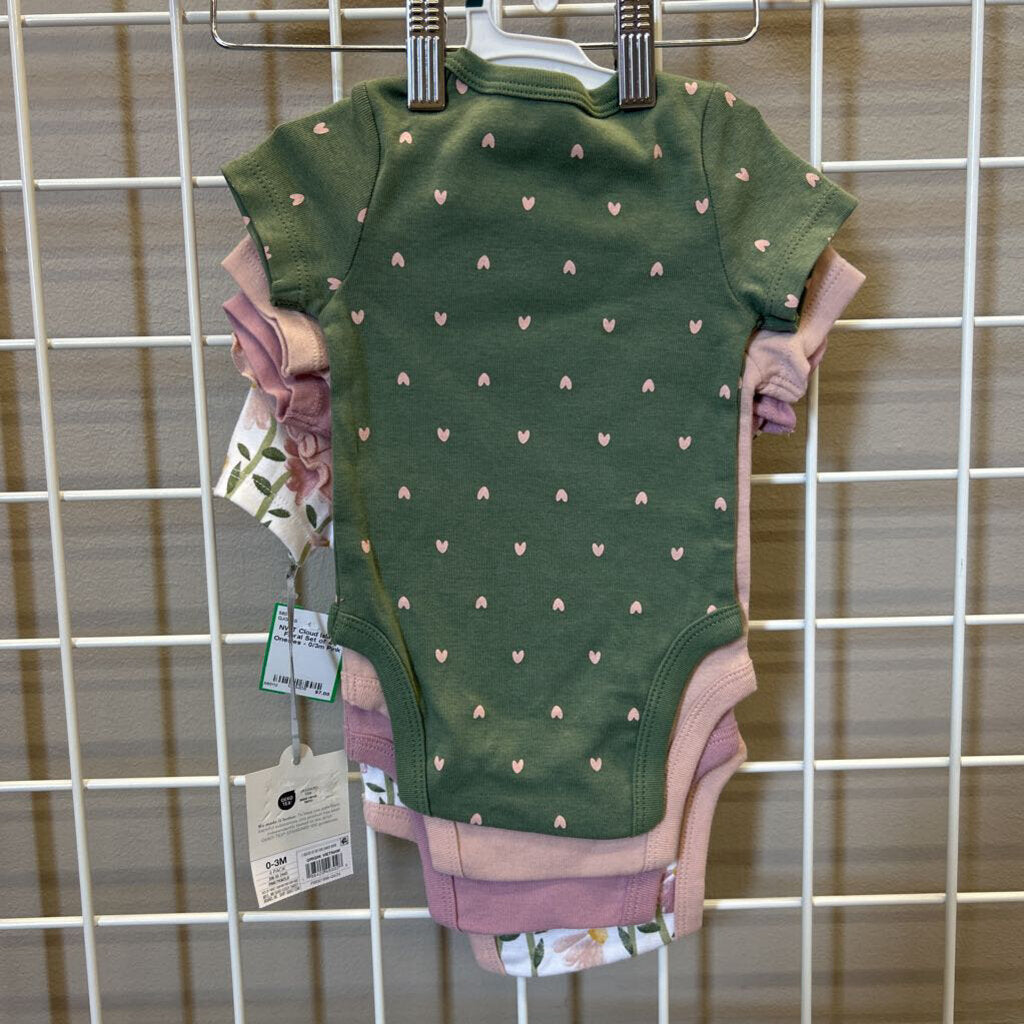 NWT Cloud Island Floral Set of 4 Onesies - 0/3m