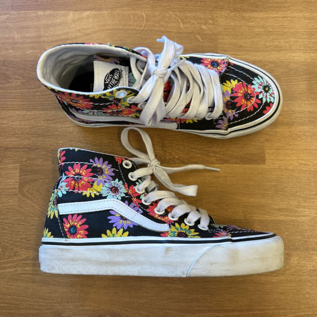 Vans Floral Black High Top Sneakers - 3.5