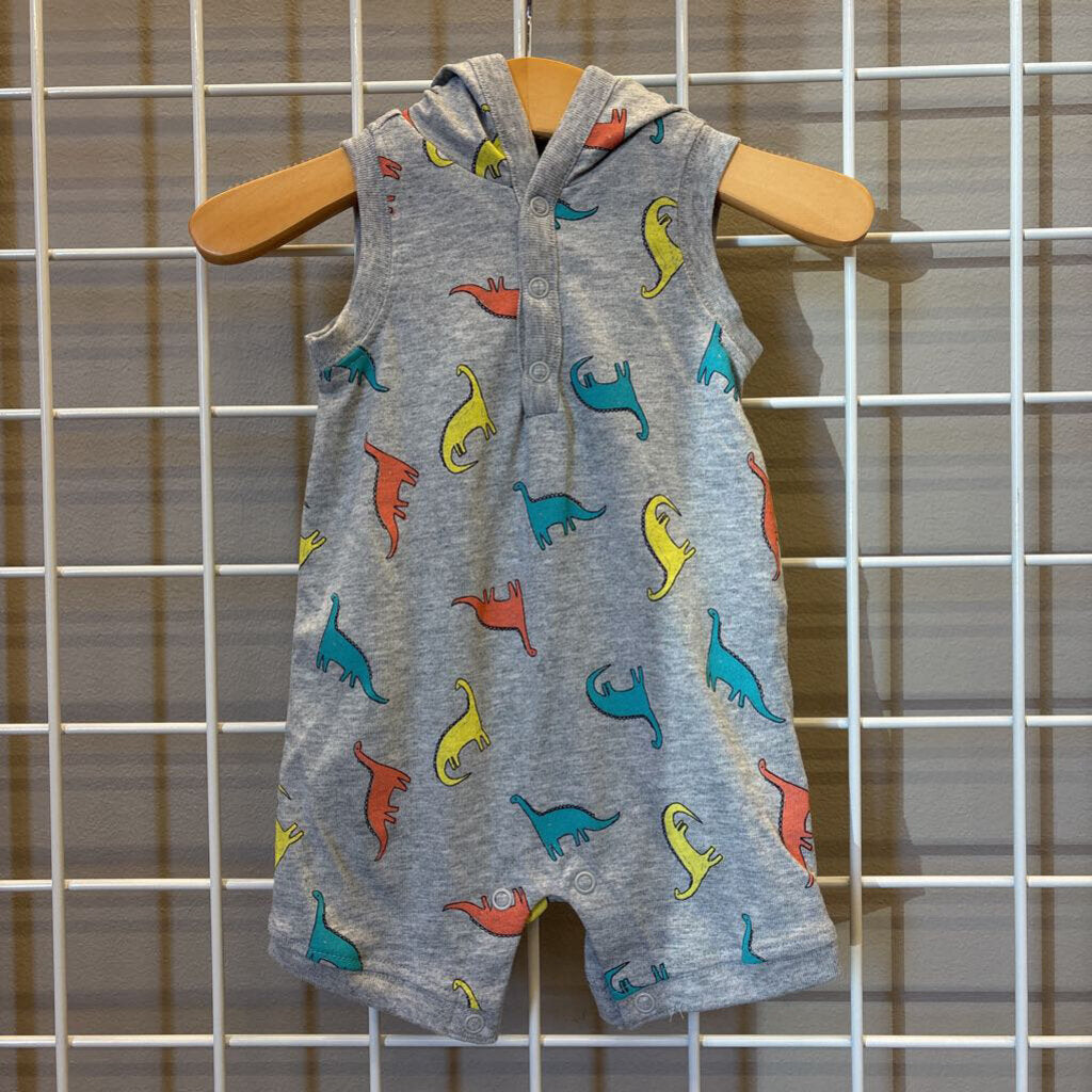 Carters Dino Hoodie SS Romper 3M