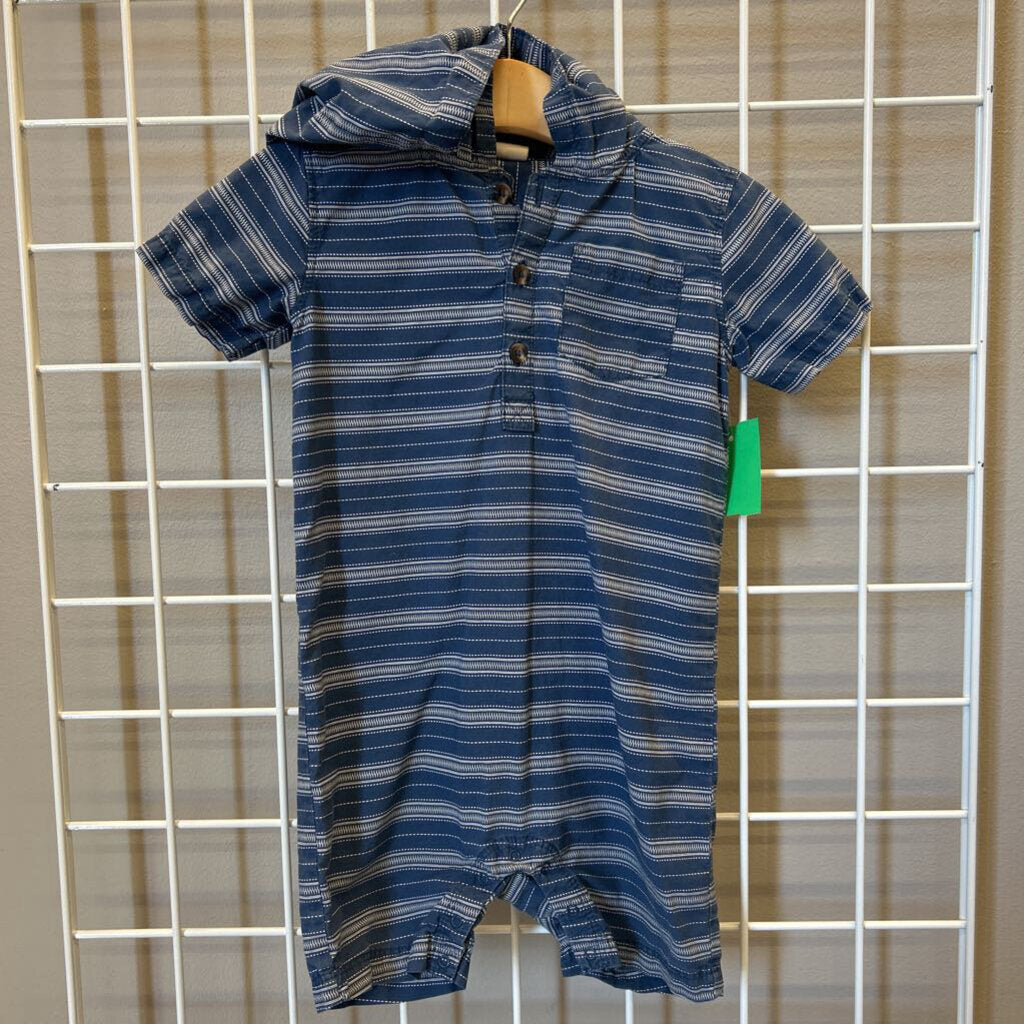 Tucker + Tate Stripe Hoodie SS Shorts Romper 24m