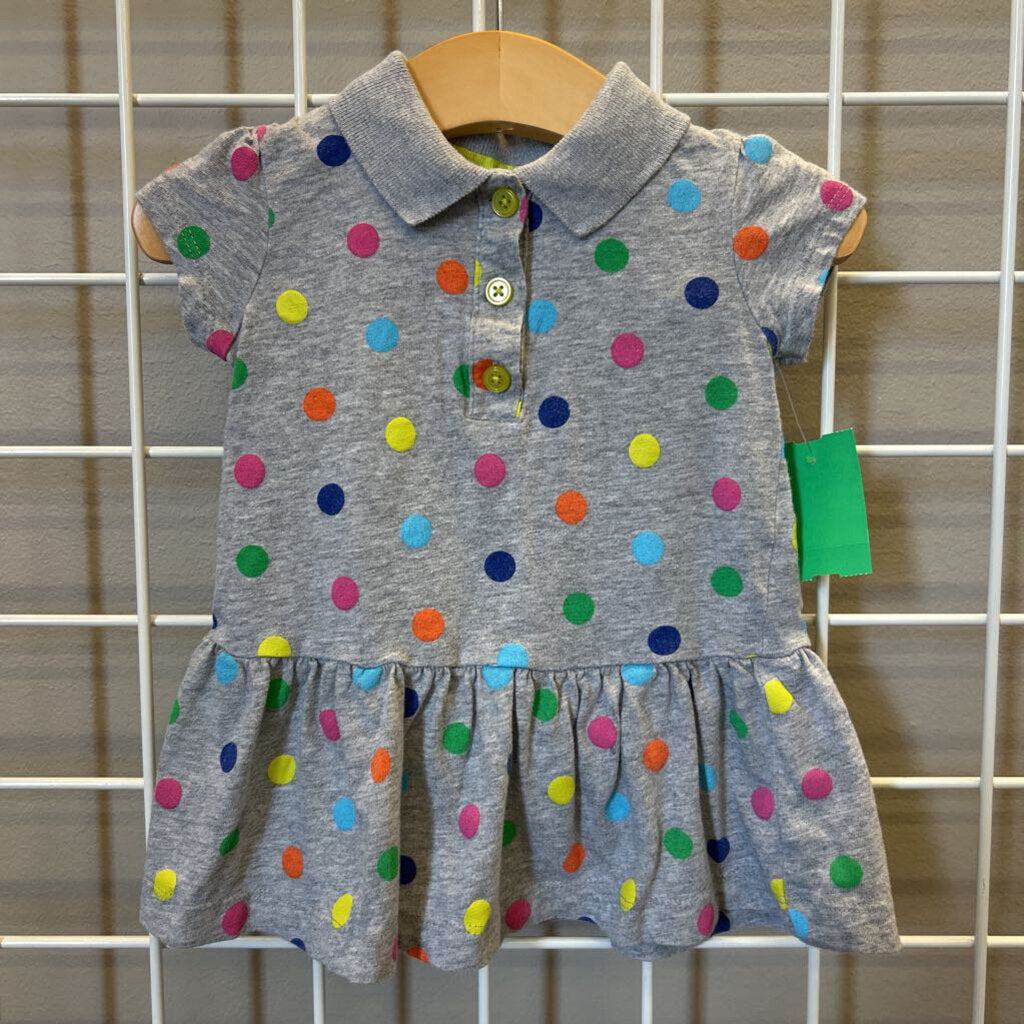 Carter's Dot SS Polo Dress w/ Bloomers - 12m