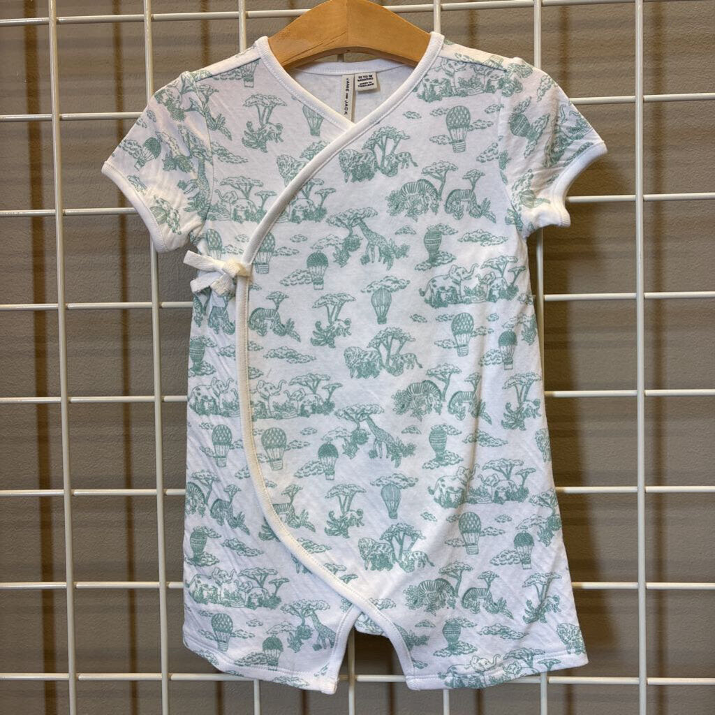 Janie & Jack Elephant Wrap SS Romper - 12/18m