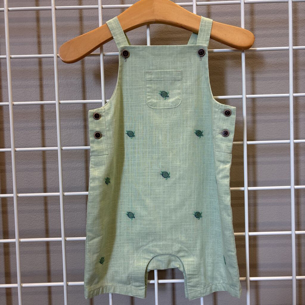 Janie & Jack Turtle Linen Short Overalls - 6/12m