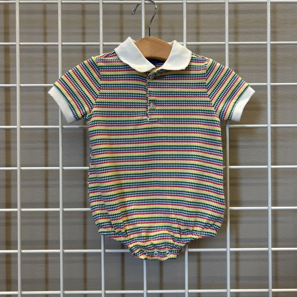 Old Navy Stripe SS Polo Onesie - 3/6m