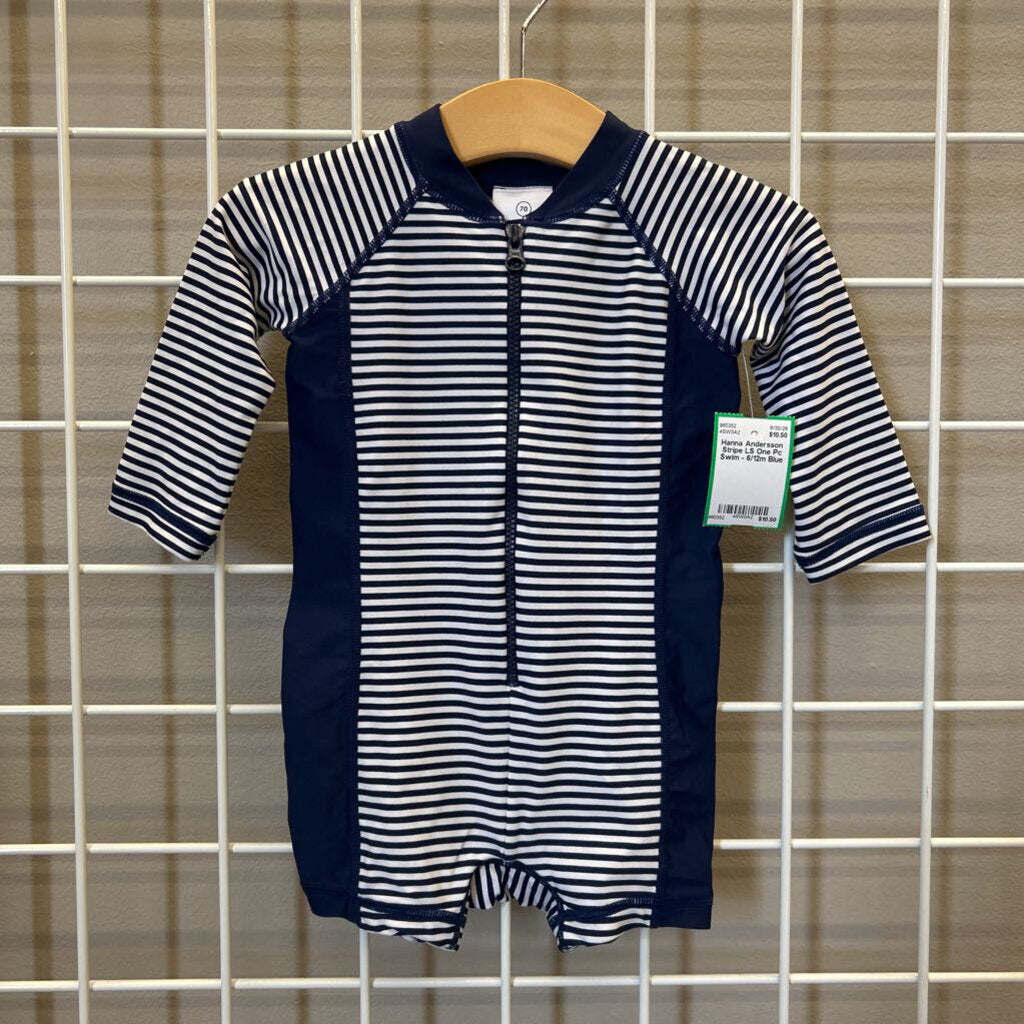 Hanna Andersson Stripe LS One Pc Swim - 6/12m