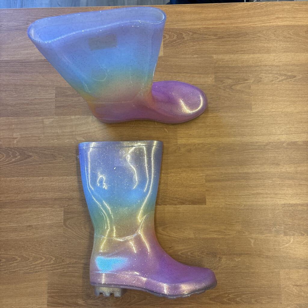 Cat & Jack Sparkle Rainbow Rain Boots - 1