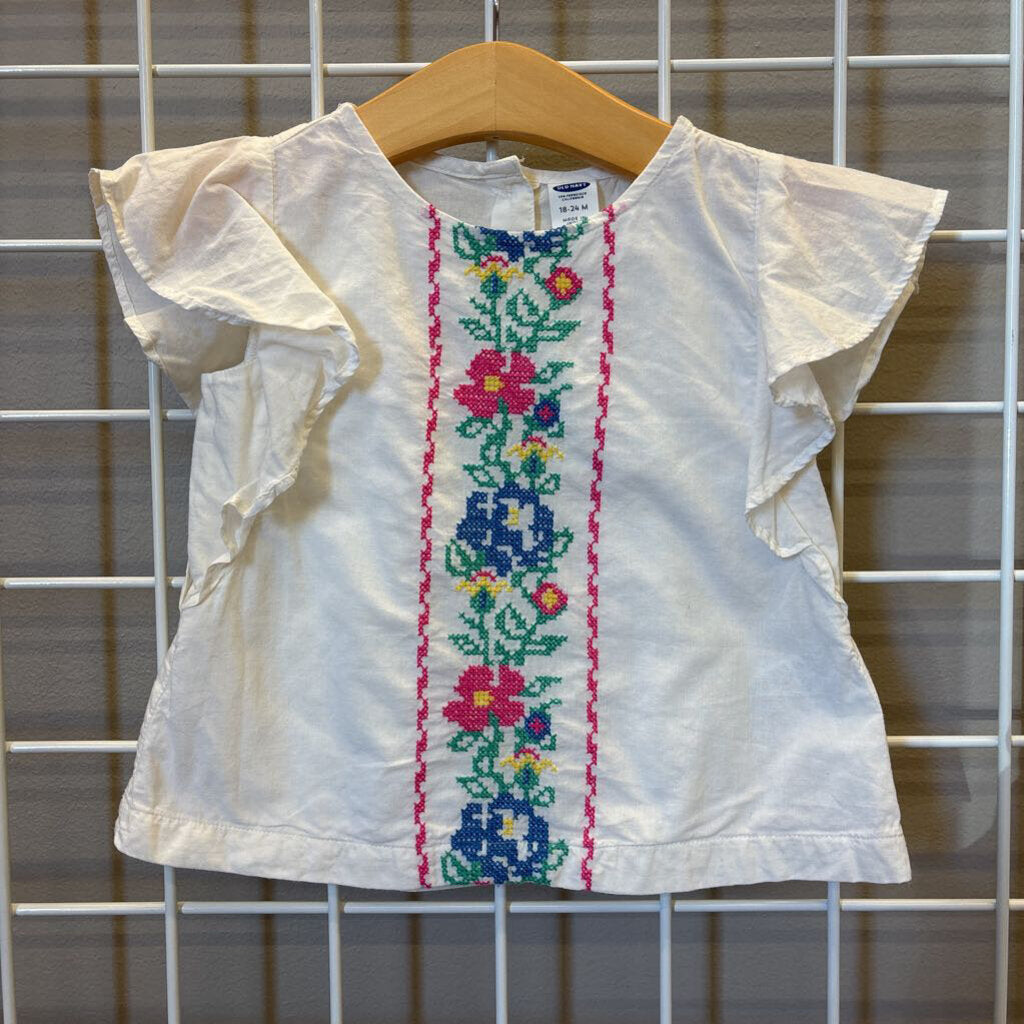 Old Navy Embroidered SS Top - 18/24m