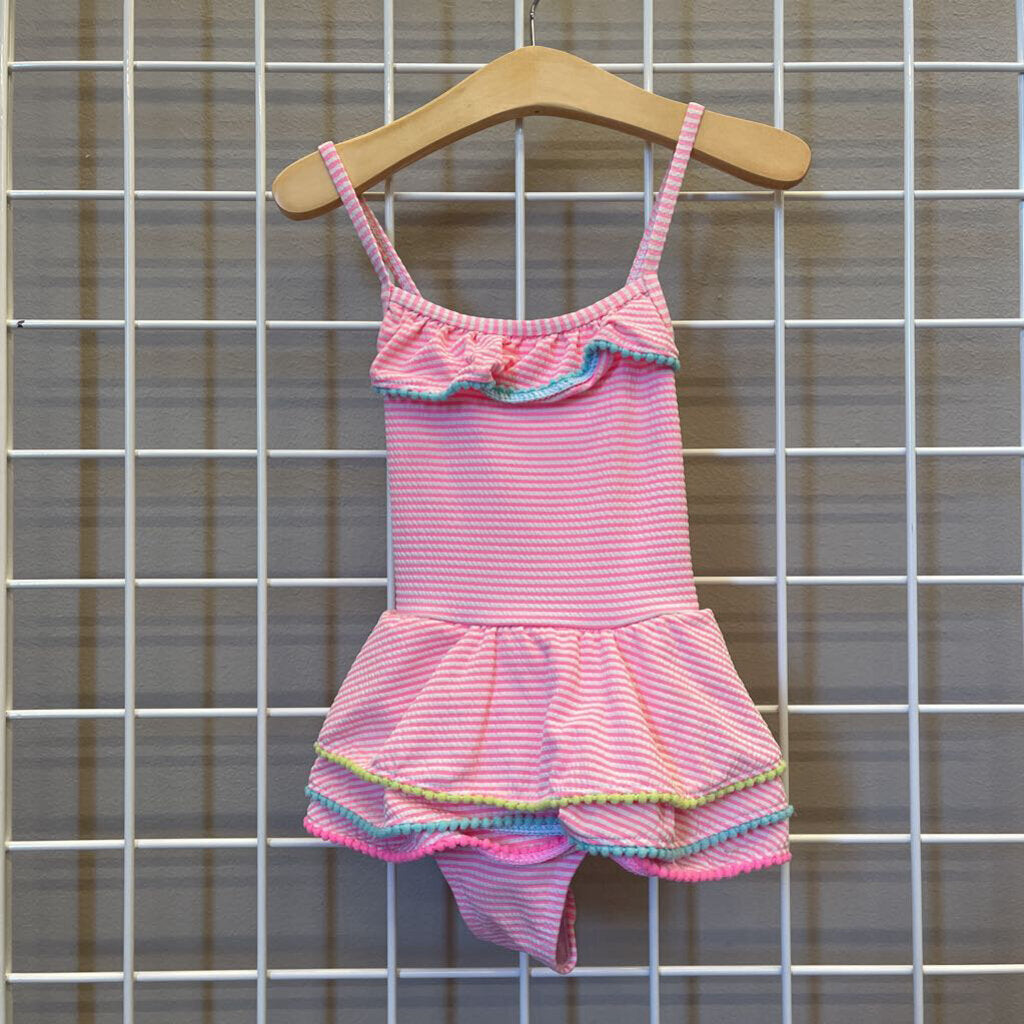 Wetsuit Clube Stripe Ruffle One Pc Swim - 4T