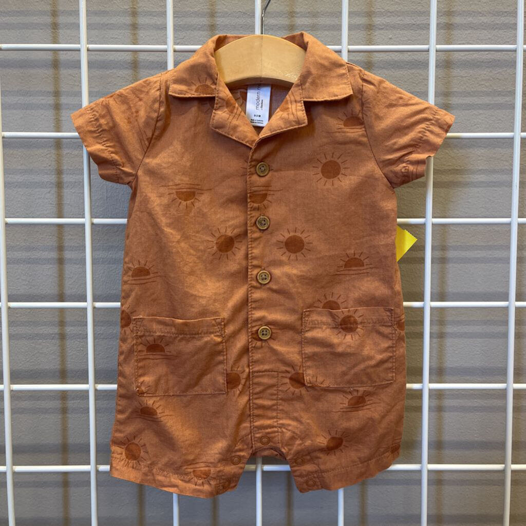 Modern Moments Sun SS Button Up Romper - 0/3m