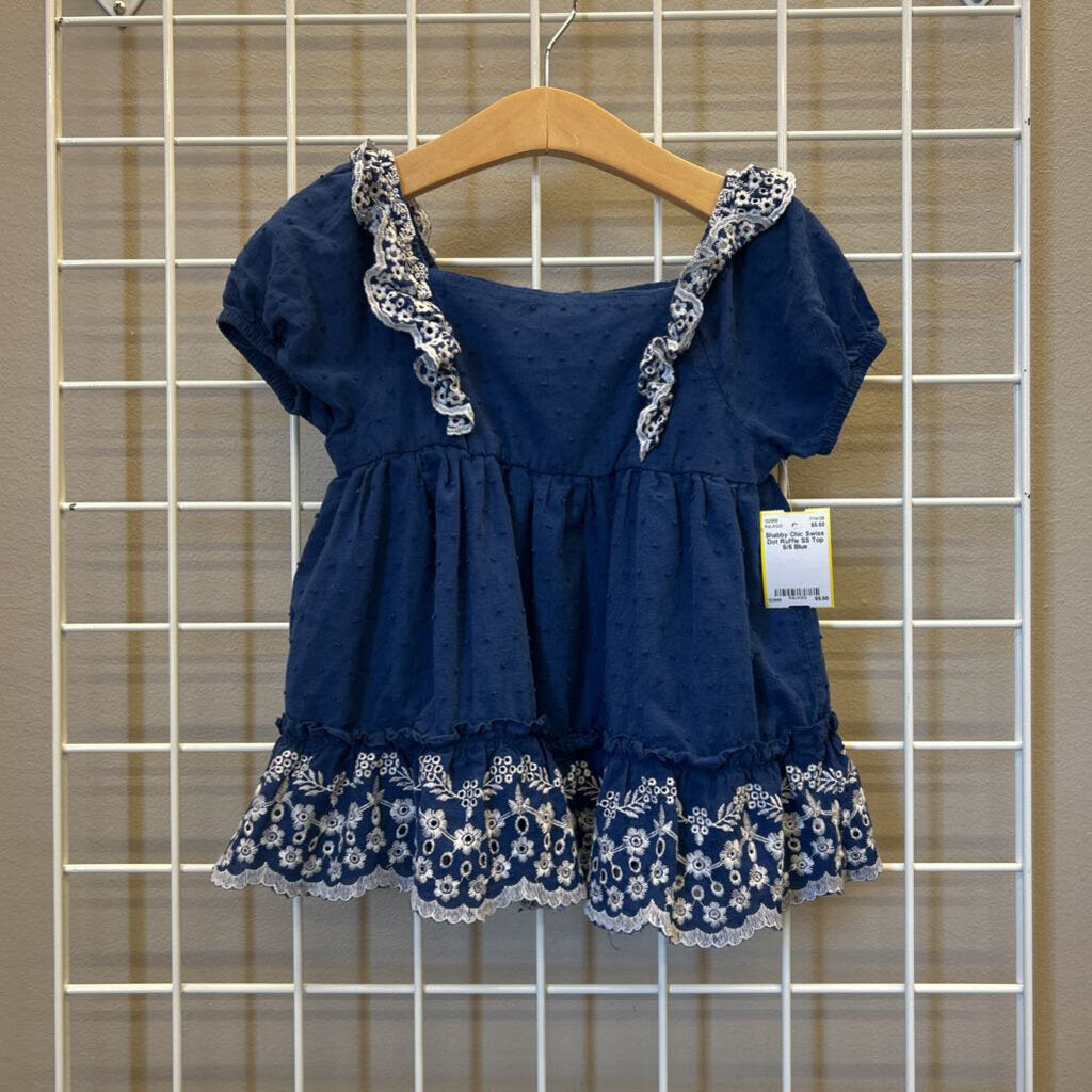 Shabby Chic Swiss Dot Ruffle SS Top 5/6