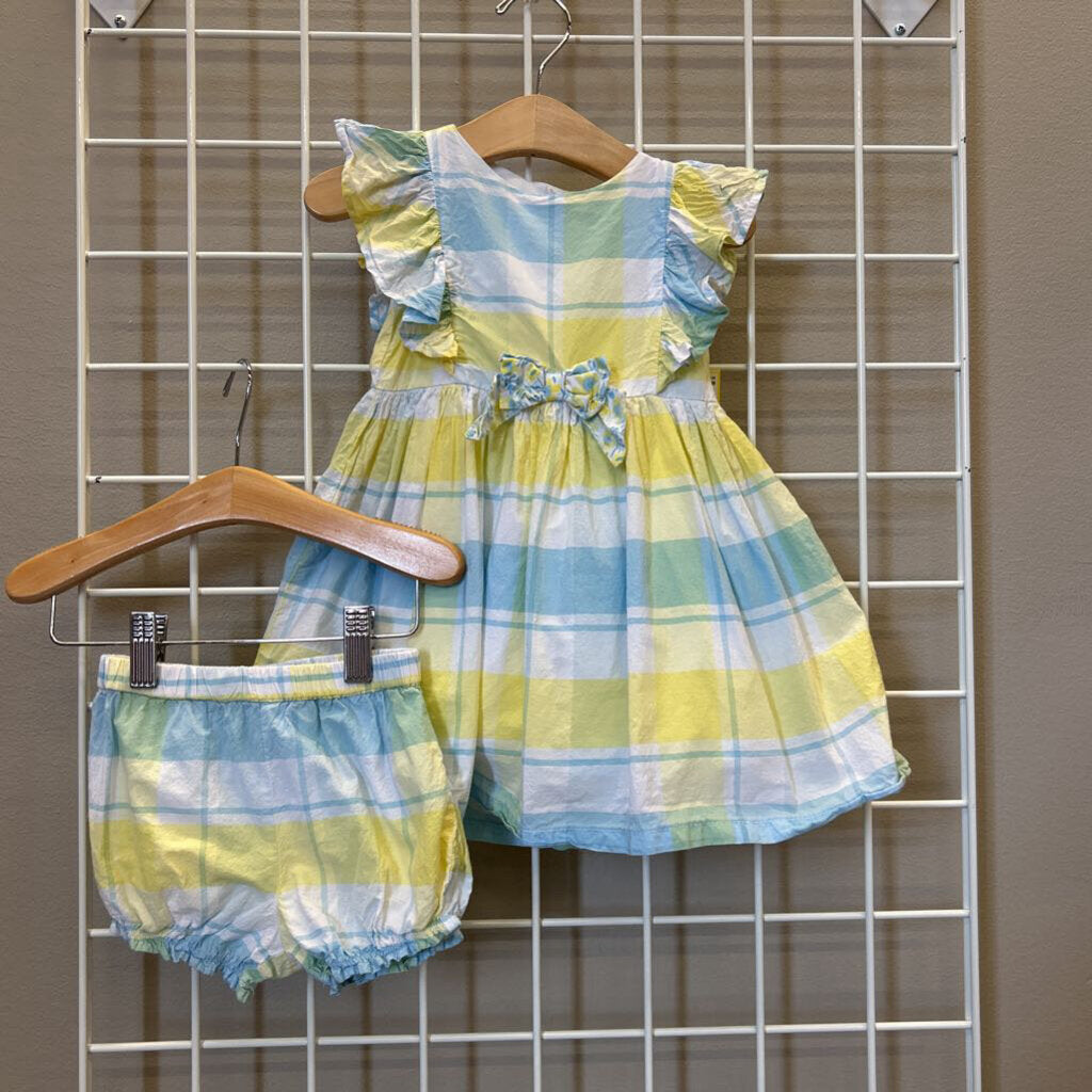 Tommy Bahama Plaid SS Dress w/ Bloomers & Hat - 18m
