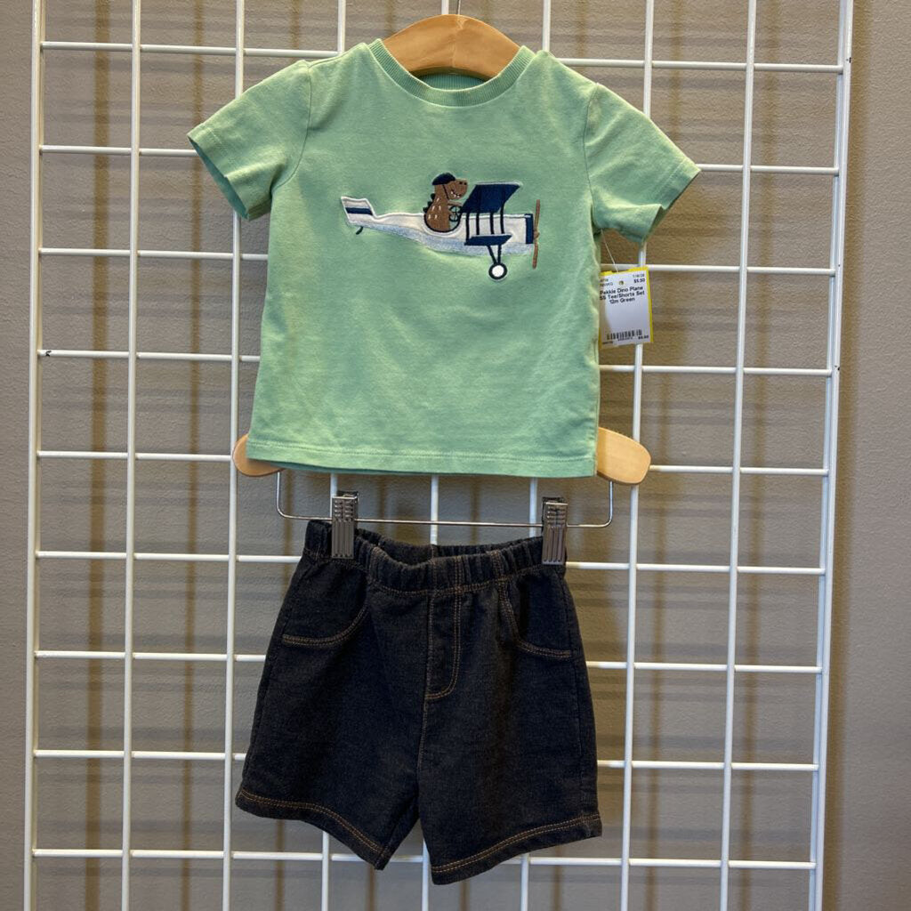 Pekkle Dino Plane SS Tee/Shorts Set 12m