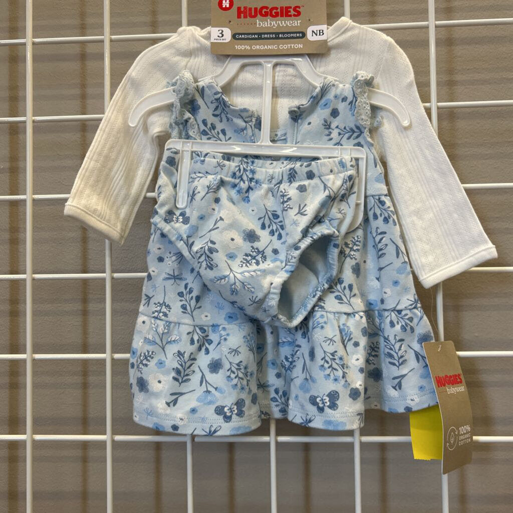 NWT Huggies Floral Tank Dress w/Cardigan & Bloomers NB