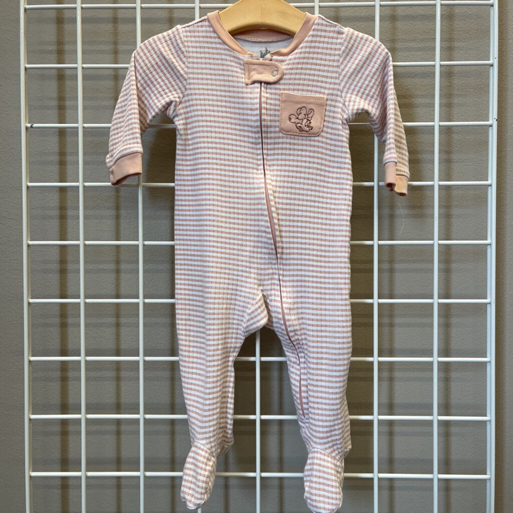 Disney Baby Minnie Stripe Zip Sleeper - 6/9m