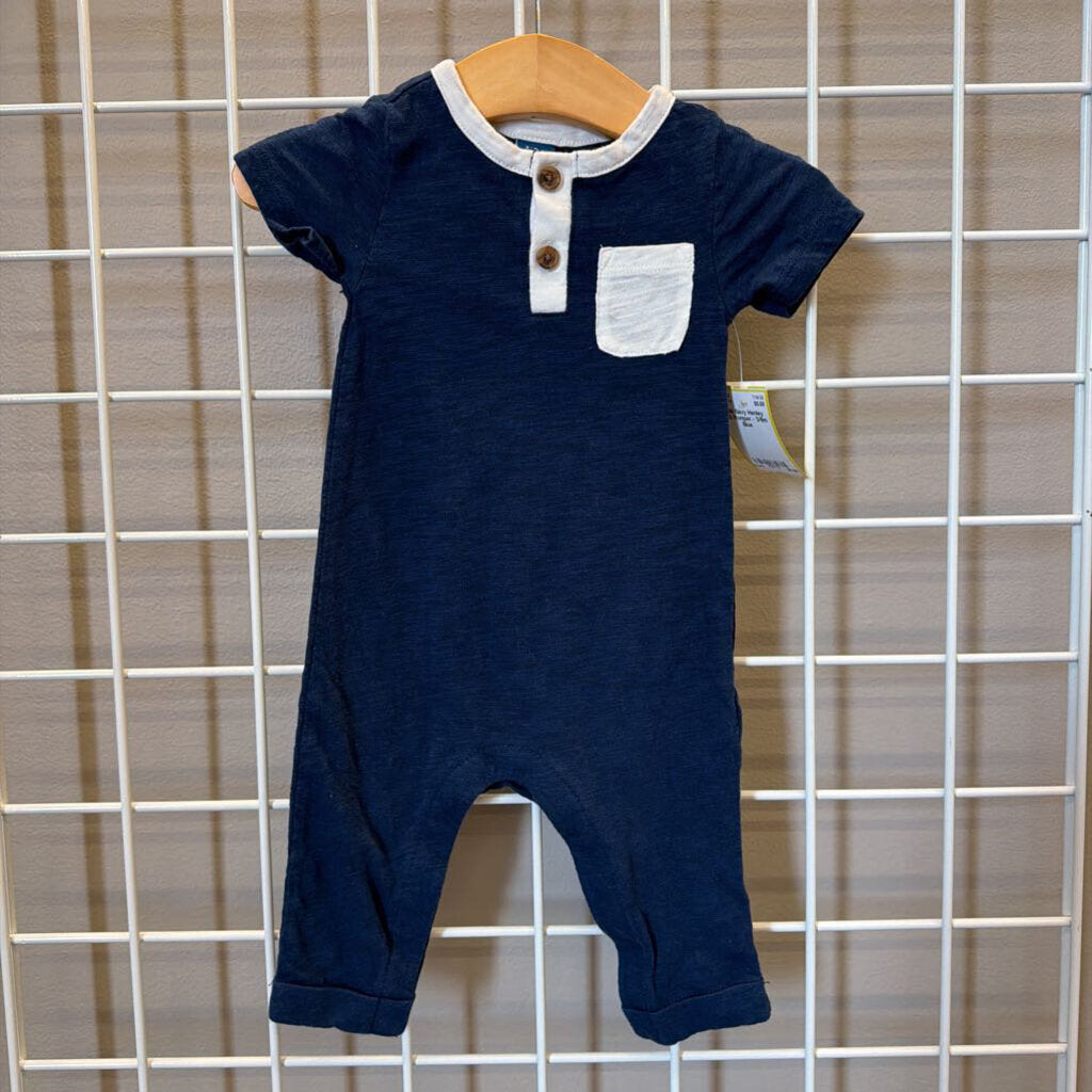 Old Navy Henley SS Romper - 3/6m