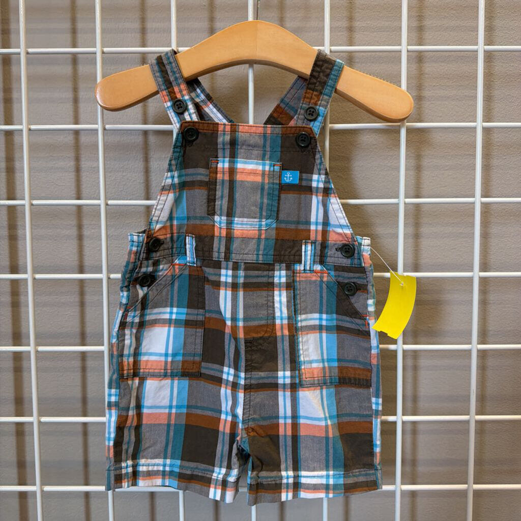 Carter's Plaid Short Overalls - 6/9m
