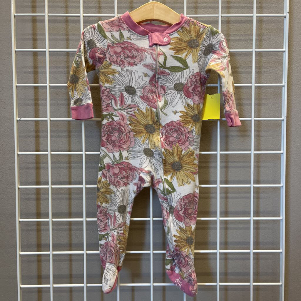 Burt's Bees Floral Zip Sleeper - 3/6m