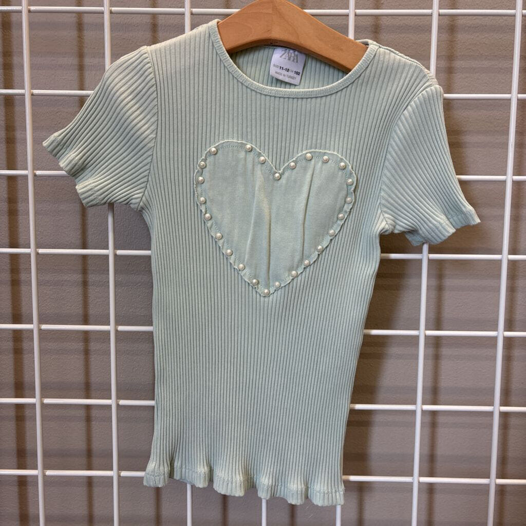 Zara Ribbed Heart SS Tee - 11/12