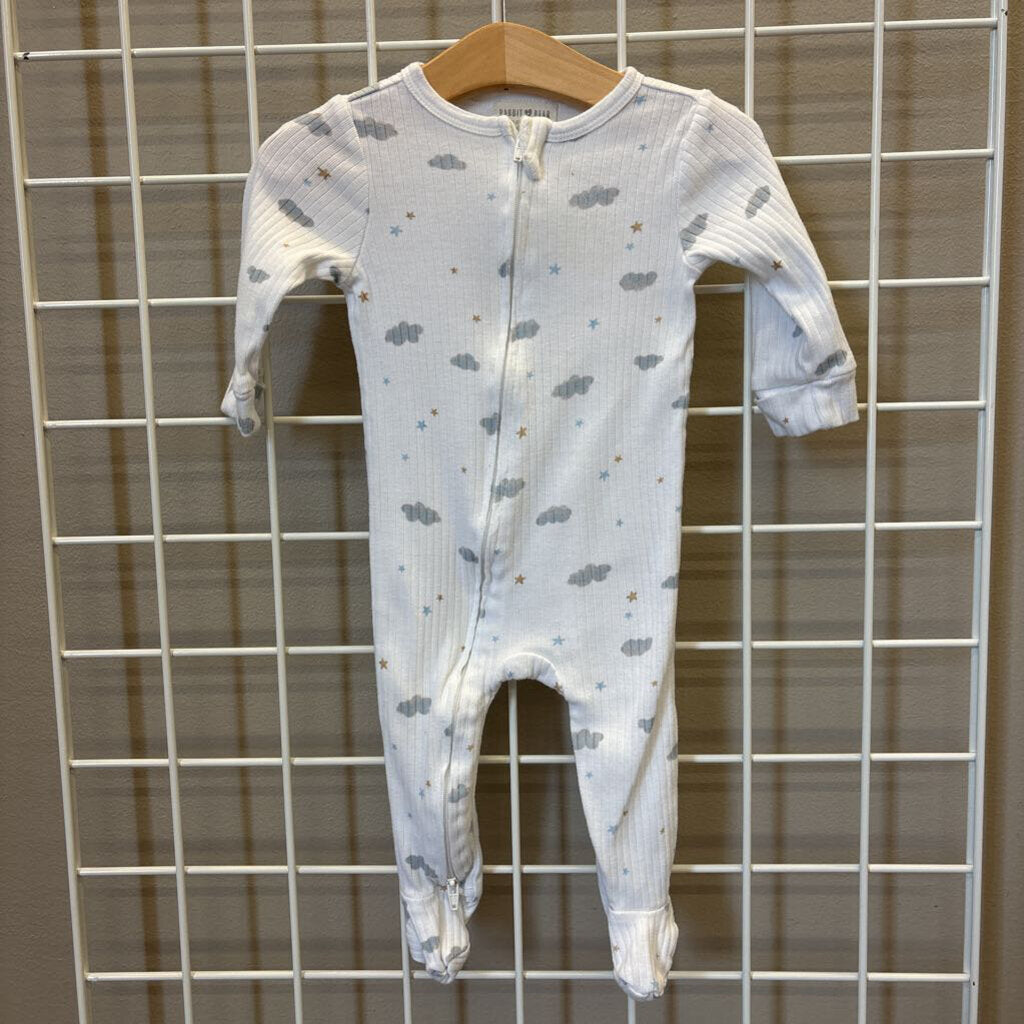 Rabbit + Bear Cloud Ribbed Zip Sleeper - 6/9m