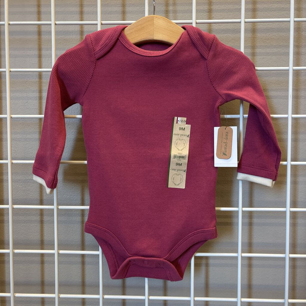 NWT Easy Peasy Ribbed LS One Pc Onesie - 9m