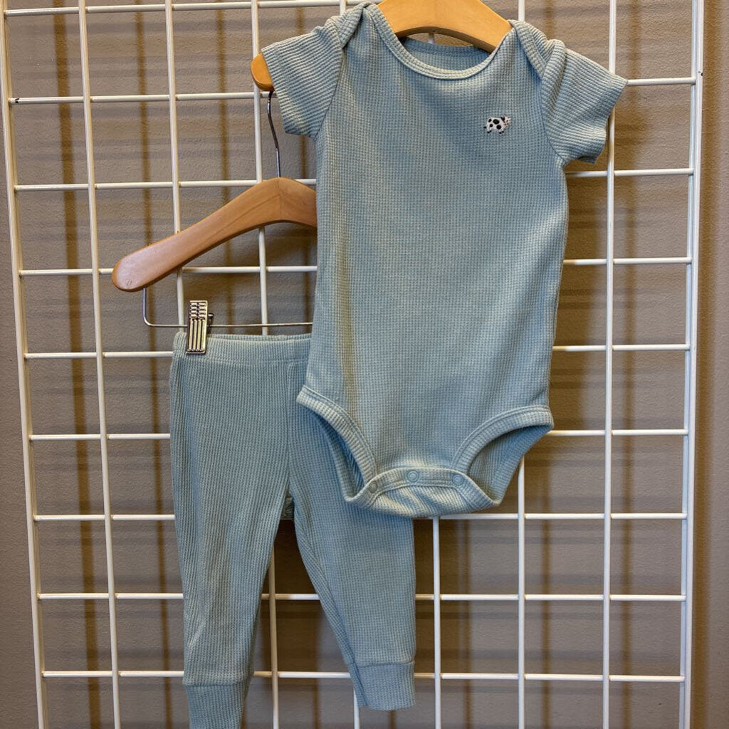 Carter's Waffle Knit Cow Two Pc Set - 9m