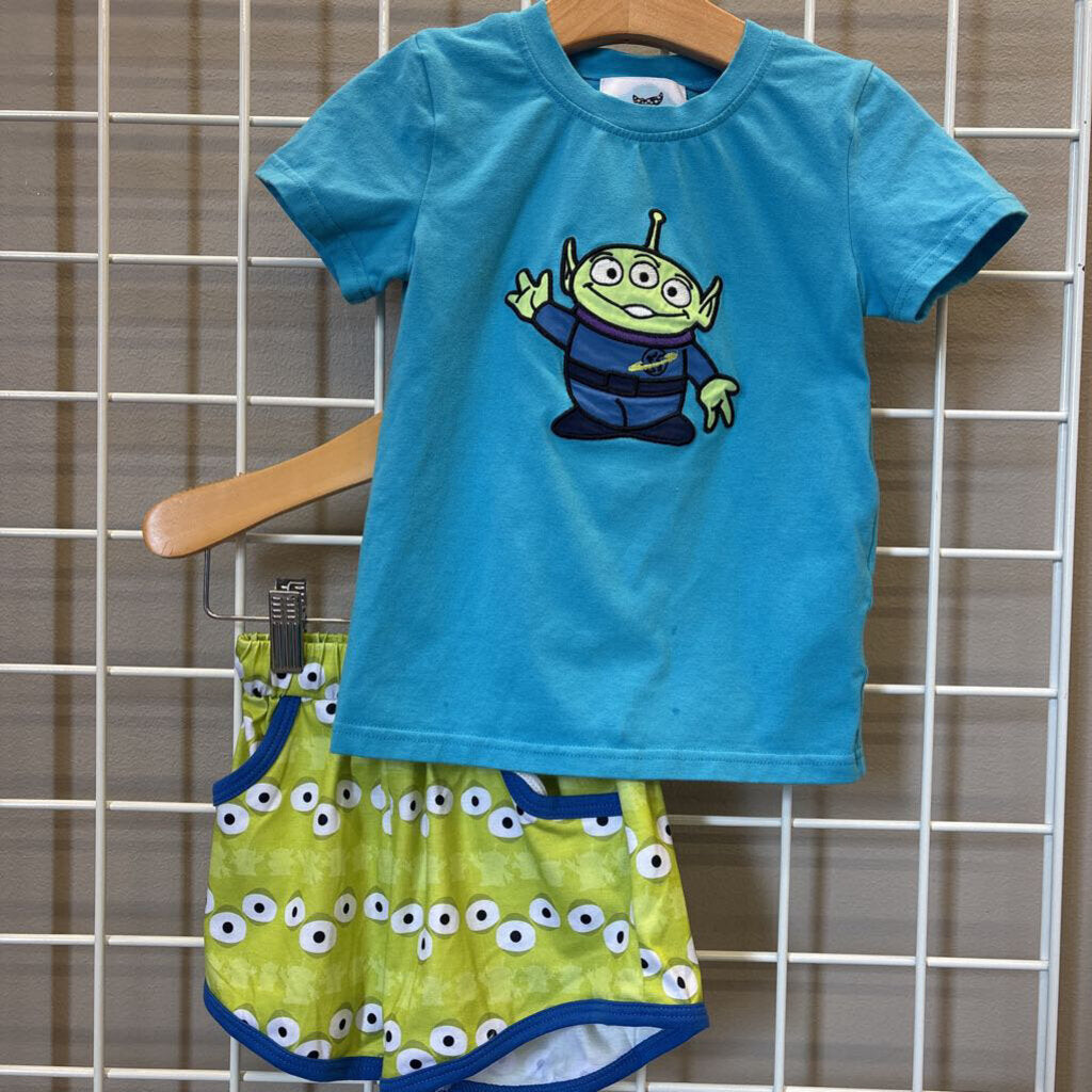 Down by the Bay Toy Story Alien SS Tee/Shorts Set - 3T