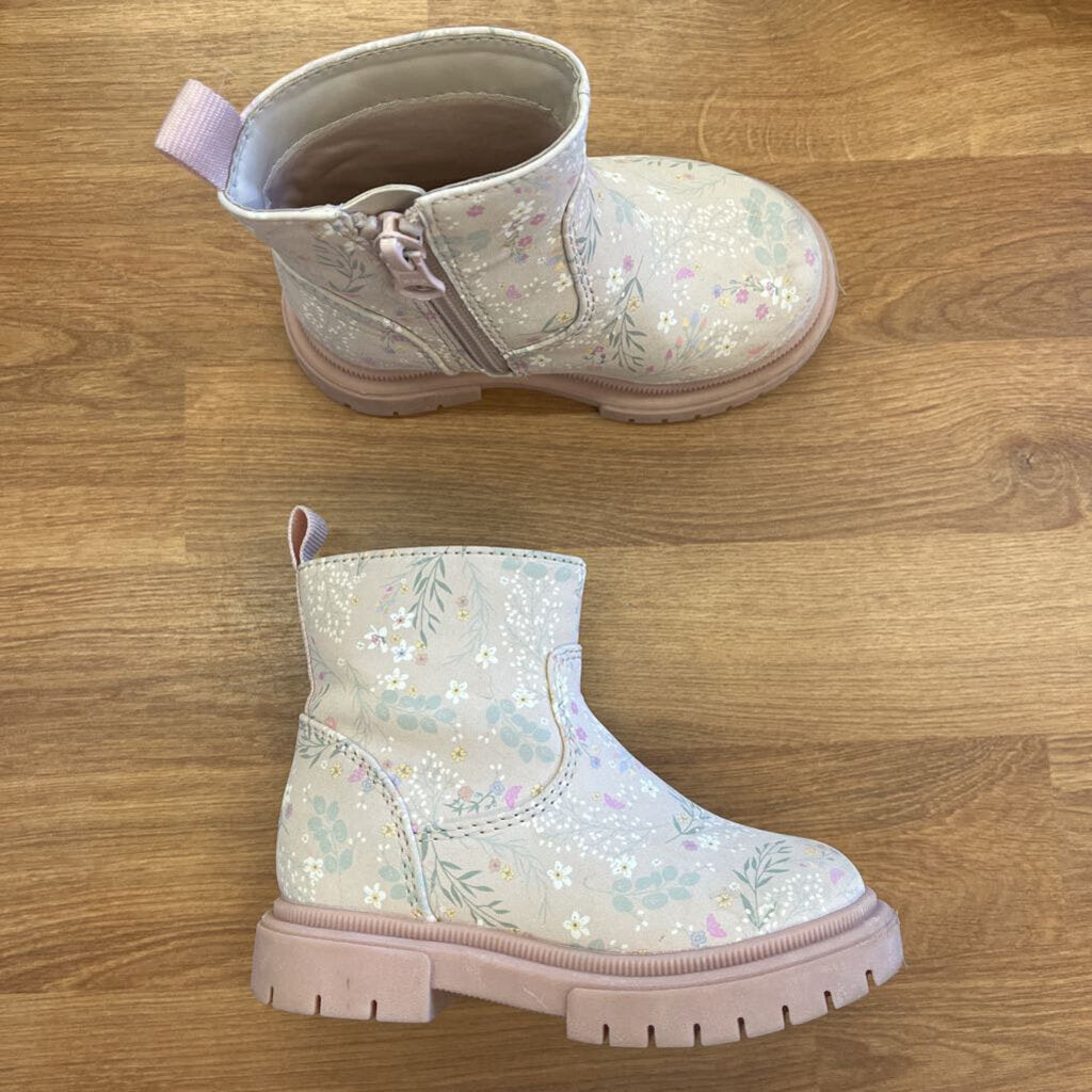 Cat & Jack Pink Floral Boots - 6