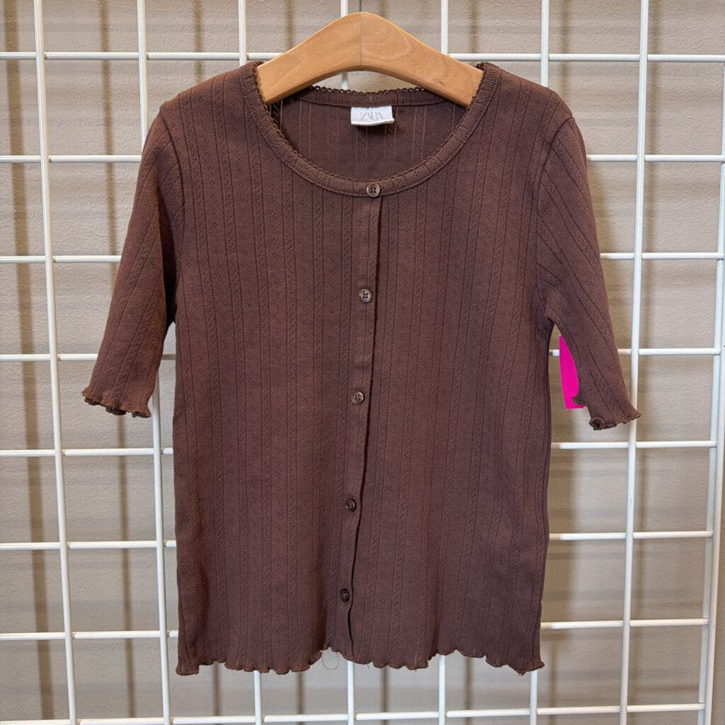 Zara Swiss Dot Button Up SS Top 11/12