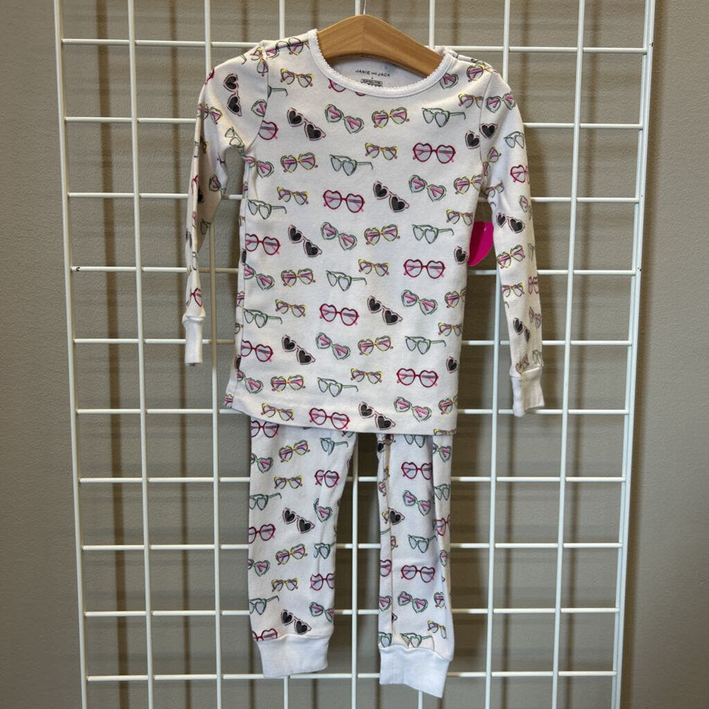 Janie & Jack Heart Sunglasses Pj Set (small mark on front) - 4