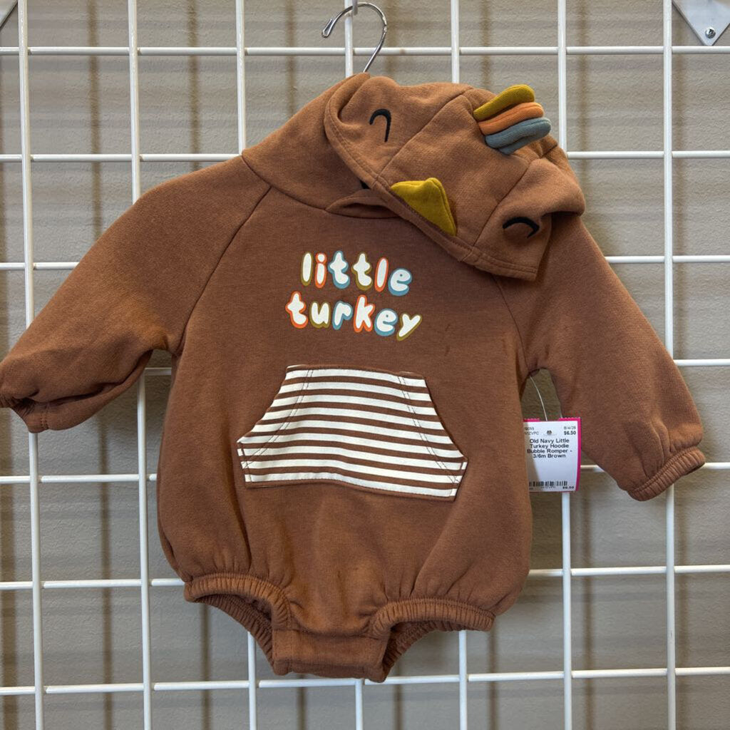 Old Navy Little Turkey Hoodie Bubble Romper - 3/6m