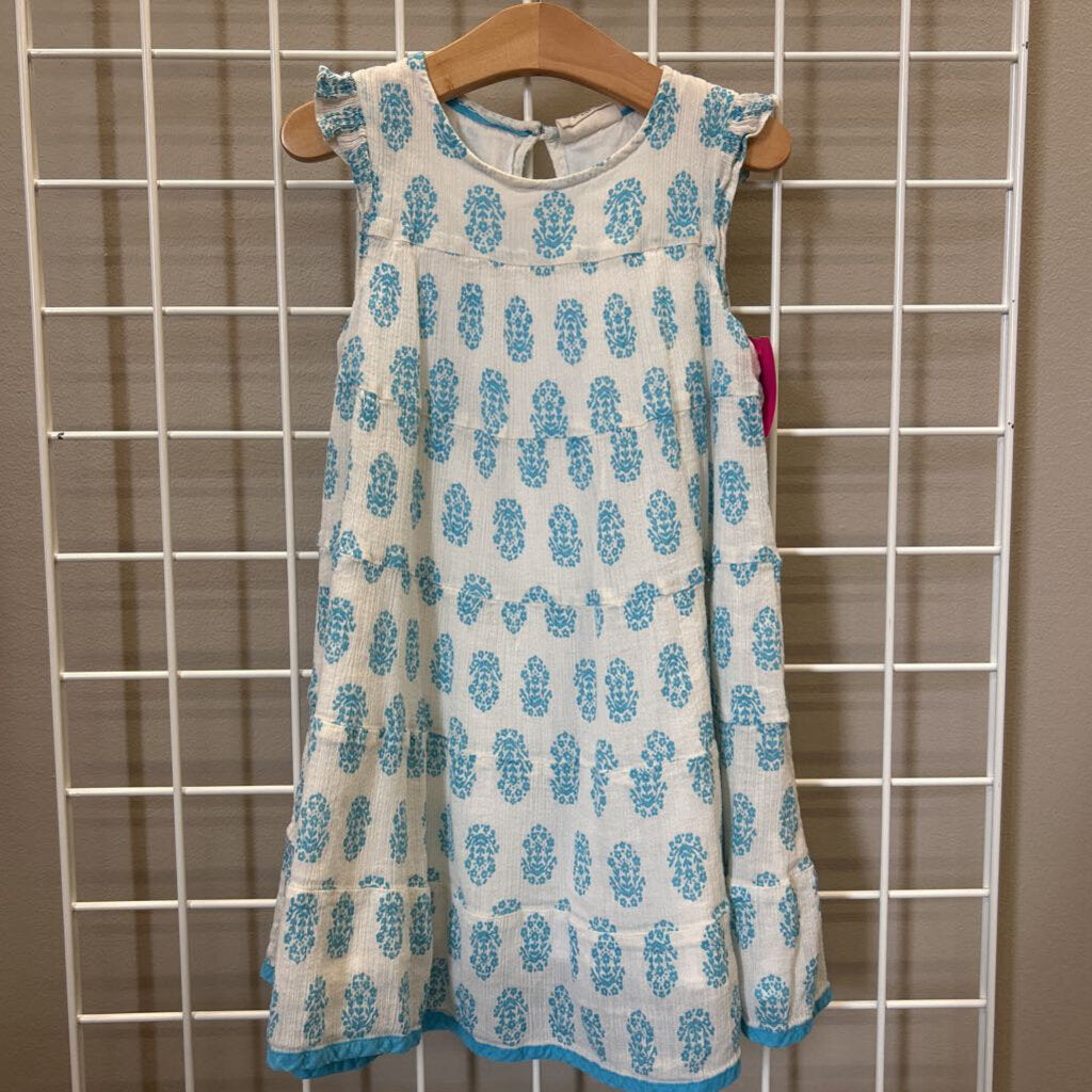 Mini Boden Linen Flower SS Dress (marks on front) - 5/6