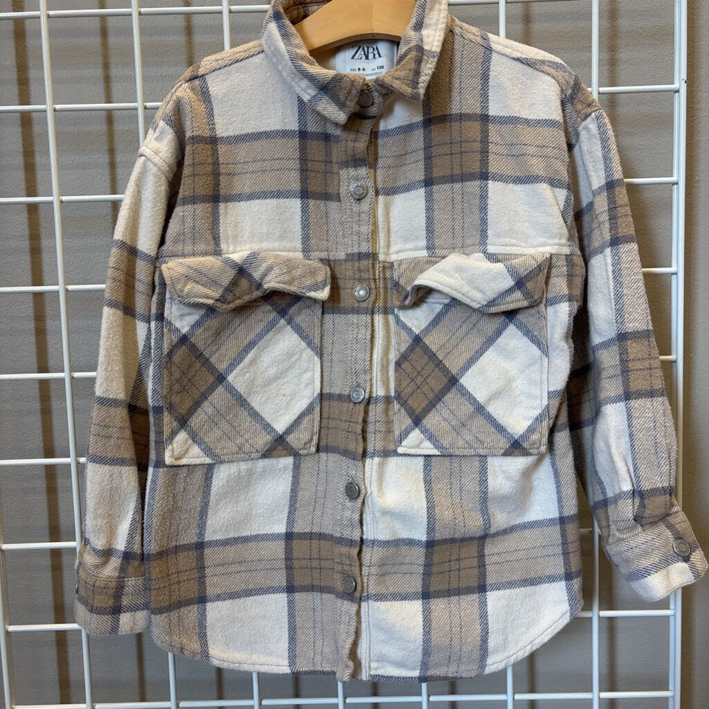 Zara Flannel Plaid LS Button Up - 8/9