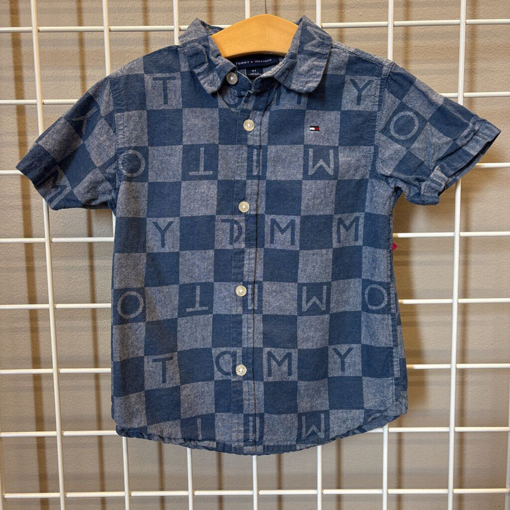 Tommy Hilfiger Check SS Button Up - 4T