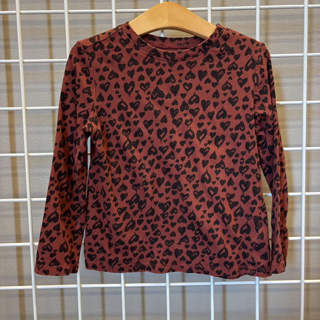 Old Navy Leopard Heart LS Tee (small hole on collar) - 5T