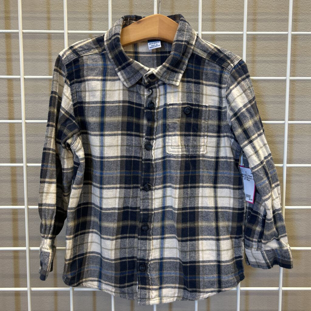 Old Navy Plaid Flannel LS Button Up - 5T