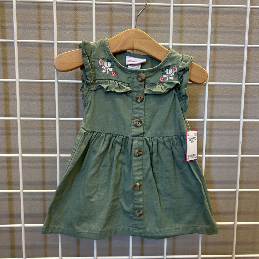 Little Lass Button SS Dress - 12m
