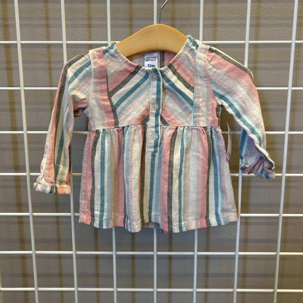 Carter's Stripe Linen LS Top - 12m