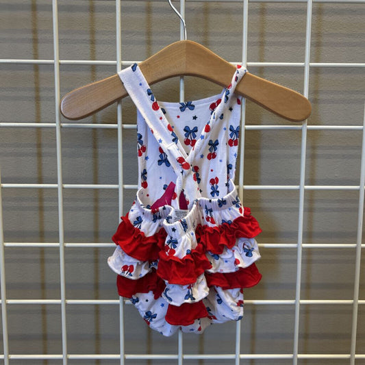 Milkberry Bamboo Cherry Bubble Romper - 0/3m