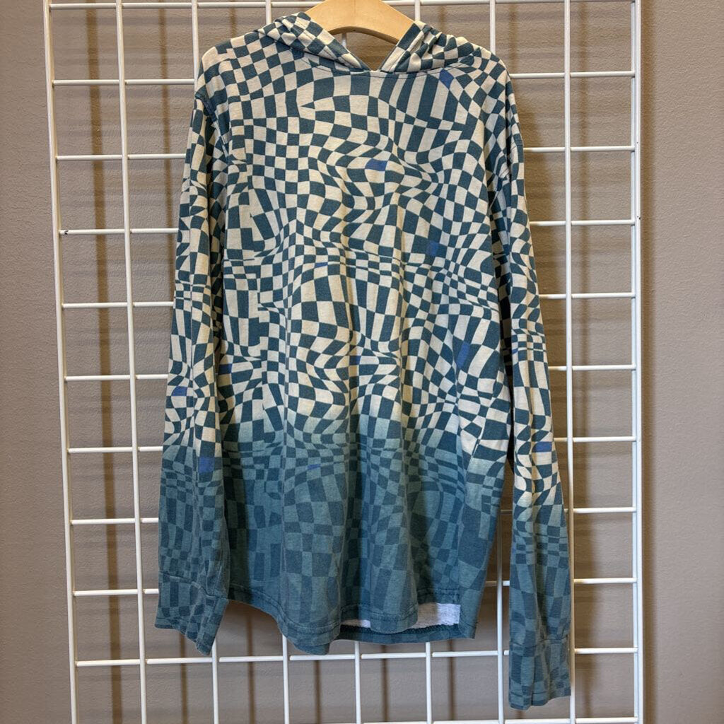 Ocean Current Check LS Hoodie Tee - 14/16