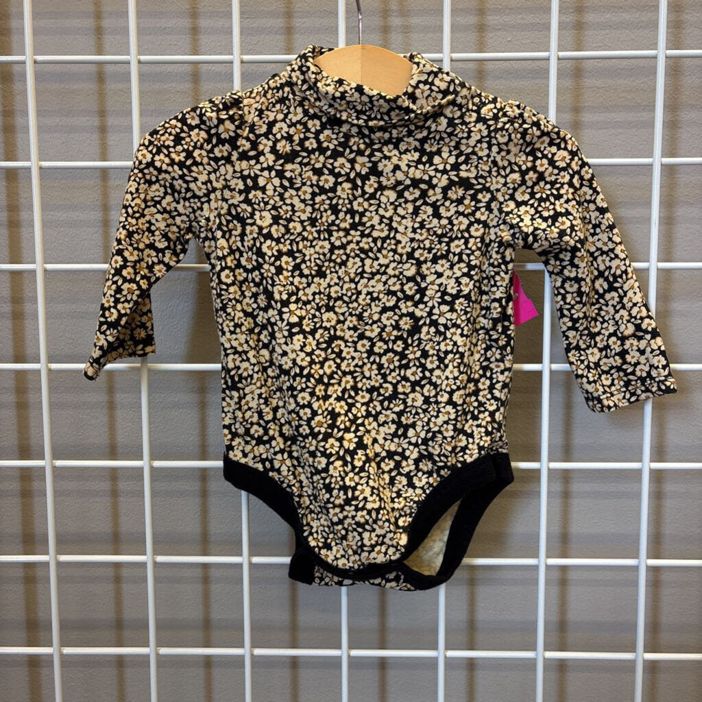 Baby Gap Floral LS Turtleneck Onesie - 3/6m