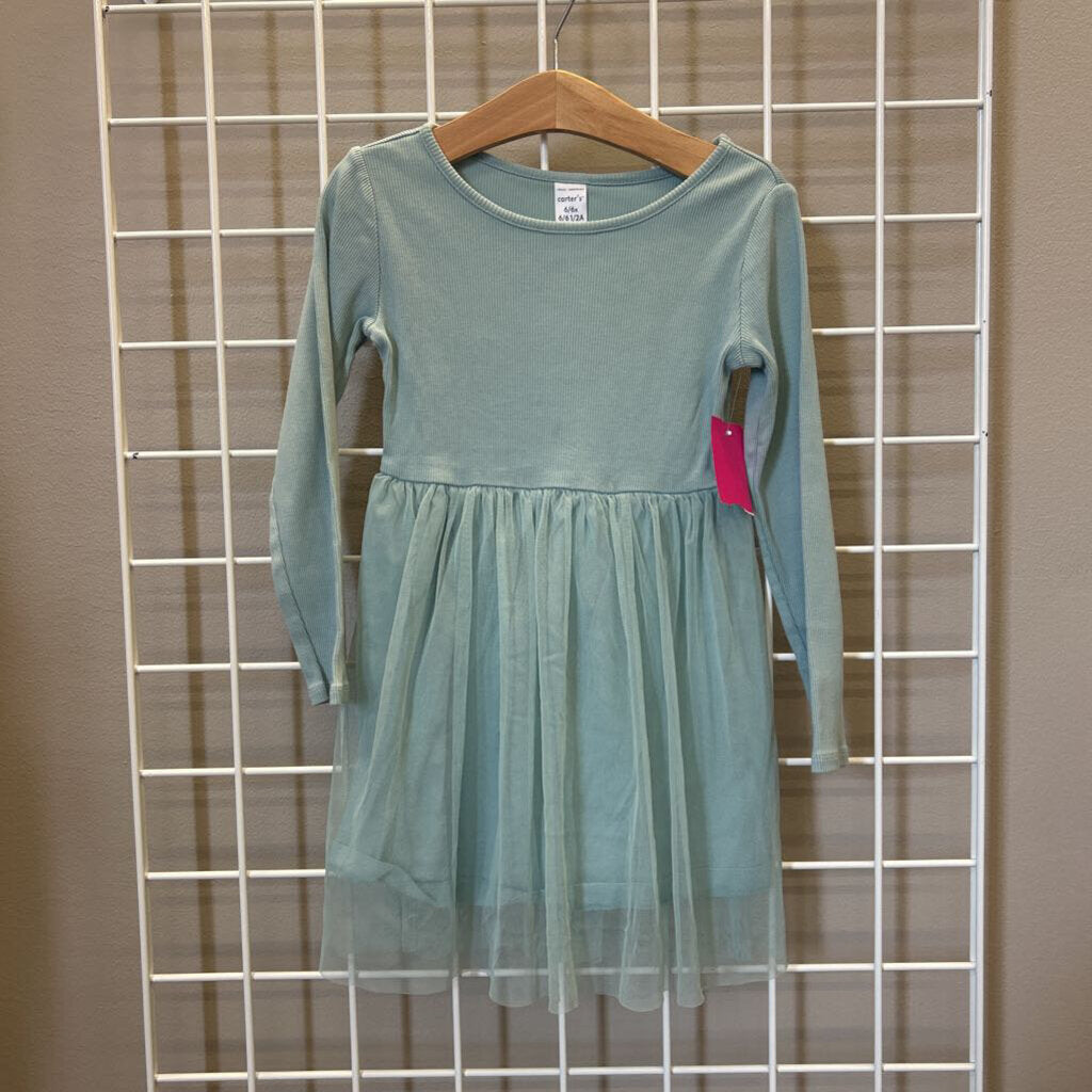 Carter's Ribbed Tulle LS Dress - 6/6x